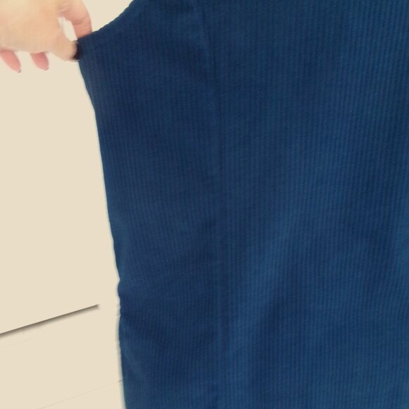 Old School Corduroy Over Sized Jumper Dress Peacock Blue Pockets M / L Blair - Picture 7 of 11